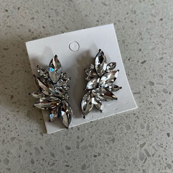 Retro Cluster Crystal Dangle Earrings Rhinestone Statement Stud Earrings - Picture 7 of 10